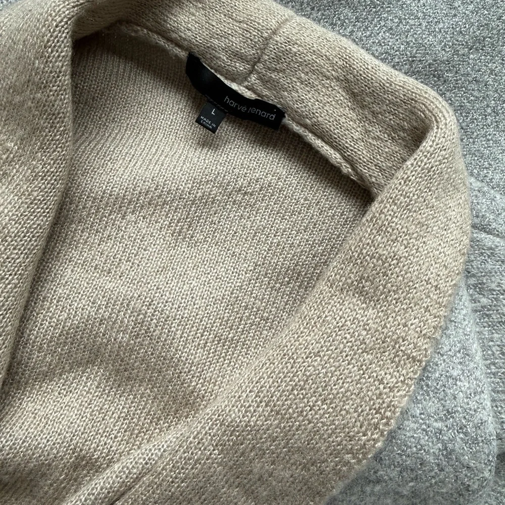 Harve Benard Studio Waterfall Cardigan Neutral Open Front Drape Sweater M - Picture 8 of 8